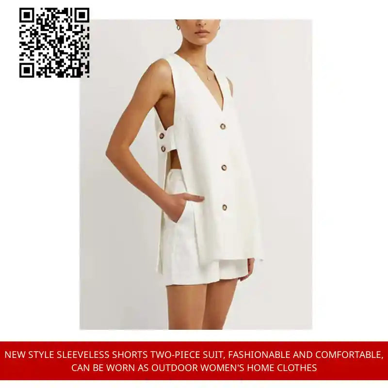 New style sleeveless shorts two-piece suit, fashionable and comfortable, can be worn as outdoor women's home clothes by@Outfy