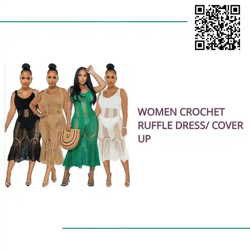 Women Crochet Ruffle Dress/ Cover up by@Outfy