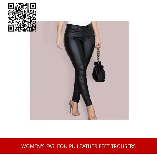 Women's Fashion Pu Leather Feet Trousers by@Outfy