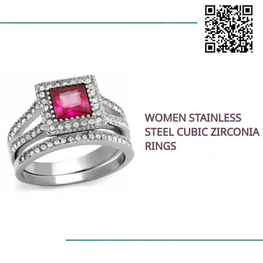 Women Stainless Steel Cubic Zirconia Rings by@Outfy