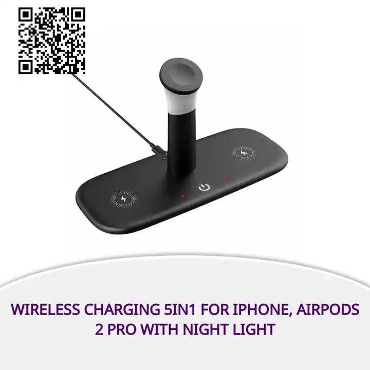 Wireless Charging 5in1 for iPhone, AirPods 2 Pro with Night Light by@Outfy