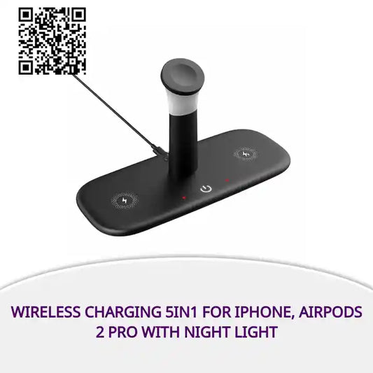 Wireless Charging 5in1 for iPhone, AirPods 2 Pro with Night Light by@Outfy