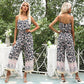2021 summer new Chiffon printing chest wrapped sleeveless  pants conjoined women's pants LMH Beauty