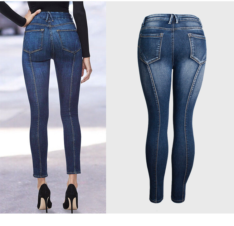 Jeans New Mid rise Stretch Split Leg Trendy High Quality Washed Cropped Jeans LMH Beauty