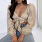 Long Sleeved V Neck Crop Top LMH Beauty