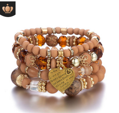 Multi Layer Bead Beaded Boho Charm Bracelet Set LMH Beauty