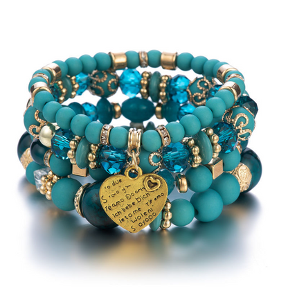Multi Layer Bead Beaded Boho Charm Bracelet Set LMH Beauty