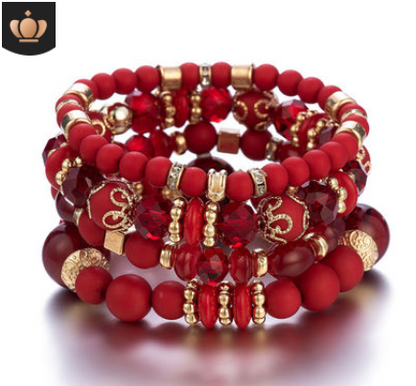 Multi Layer Bead Beaded Boho Charm Bracelet Set LMH Beauty