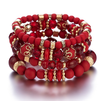 Multi Layer Bead Beaded Boho Charm Bracelet Set LMH Beauty