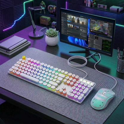 USB Wired Light Up Gaming Keyboard and Mouse Set