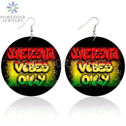 Juneteenth Vibes Design Wooden Drop Earrings