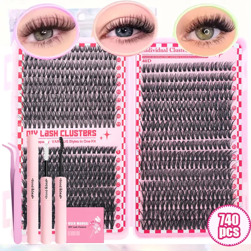 Eyelash Extension Kit with Tweezers, Glue, and Sealer