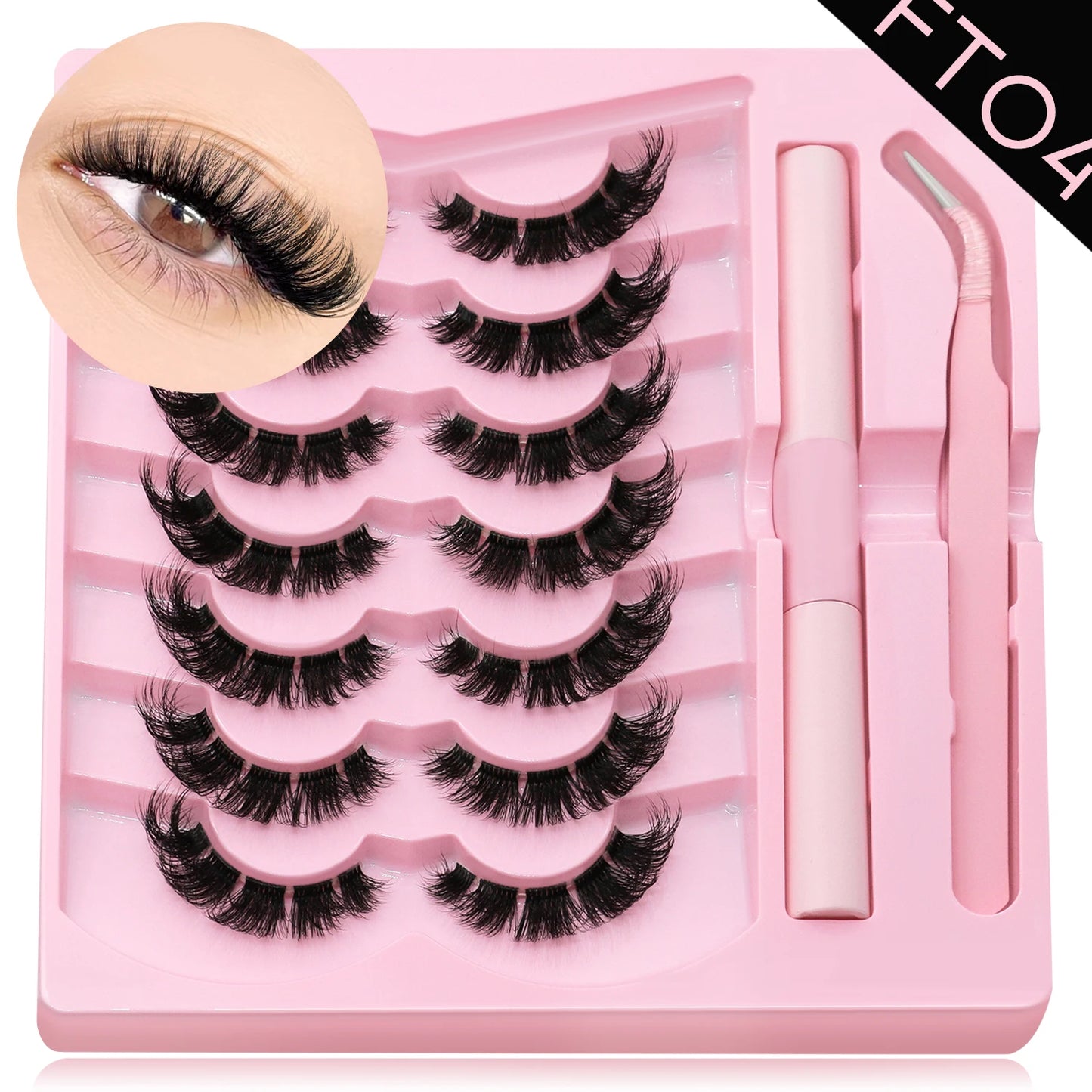 Cat Eye, Mink Lash Extension Kit with Bond, Seal, and Lash Applicator