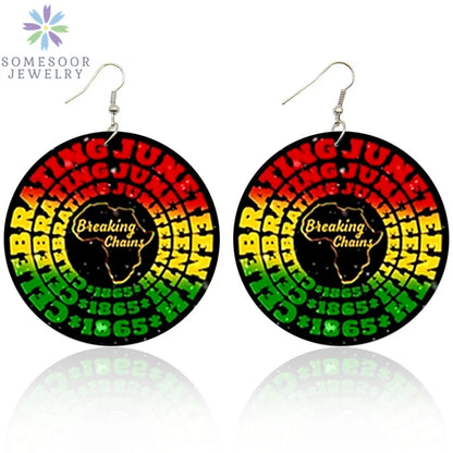 Juneteenth Vibes Design Wooden Drop Earrings