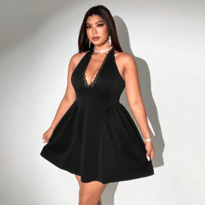 Women's Halter Black Mini Dress