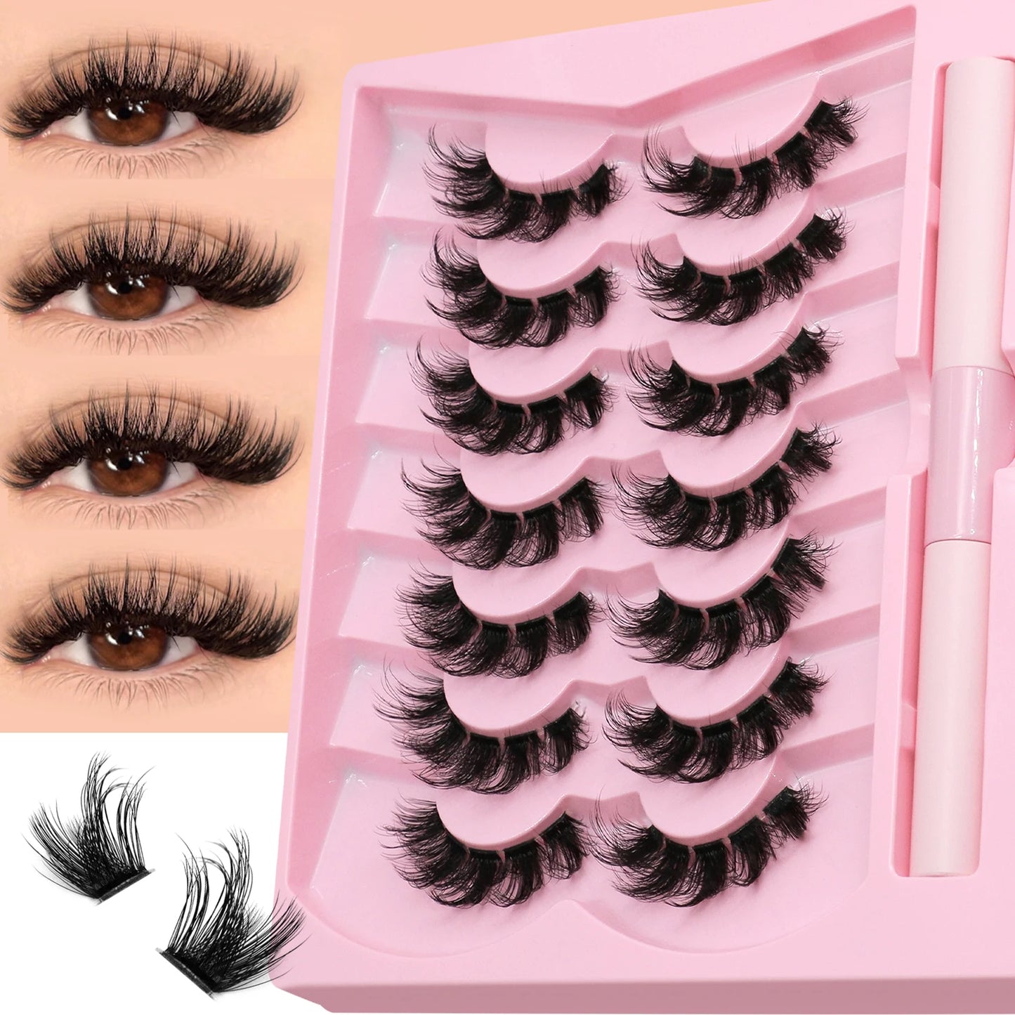 Cat Eye, Mink Lash Extension Kit with Bond, Seal, and Lash Applicator
