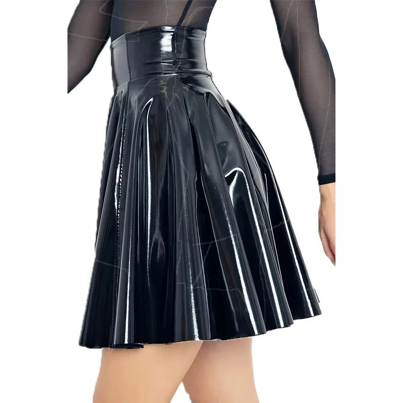 Women's Pleated Skirt Faux Leather Mini Skirt
