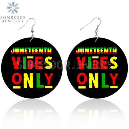 Juneteenth Vibes Design Wooden Drop Earrings