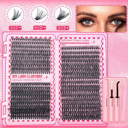 Eyelash Extension Kit with Tweezers, Glue, and Sealer