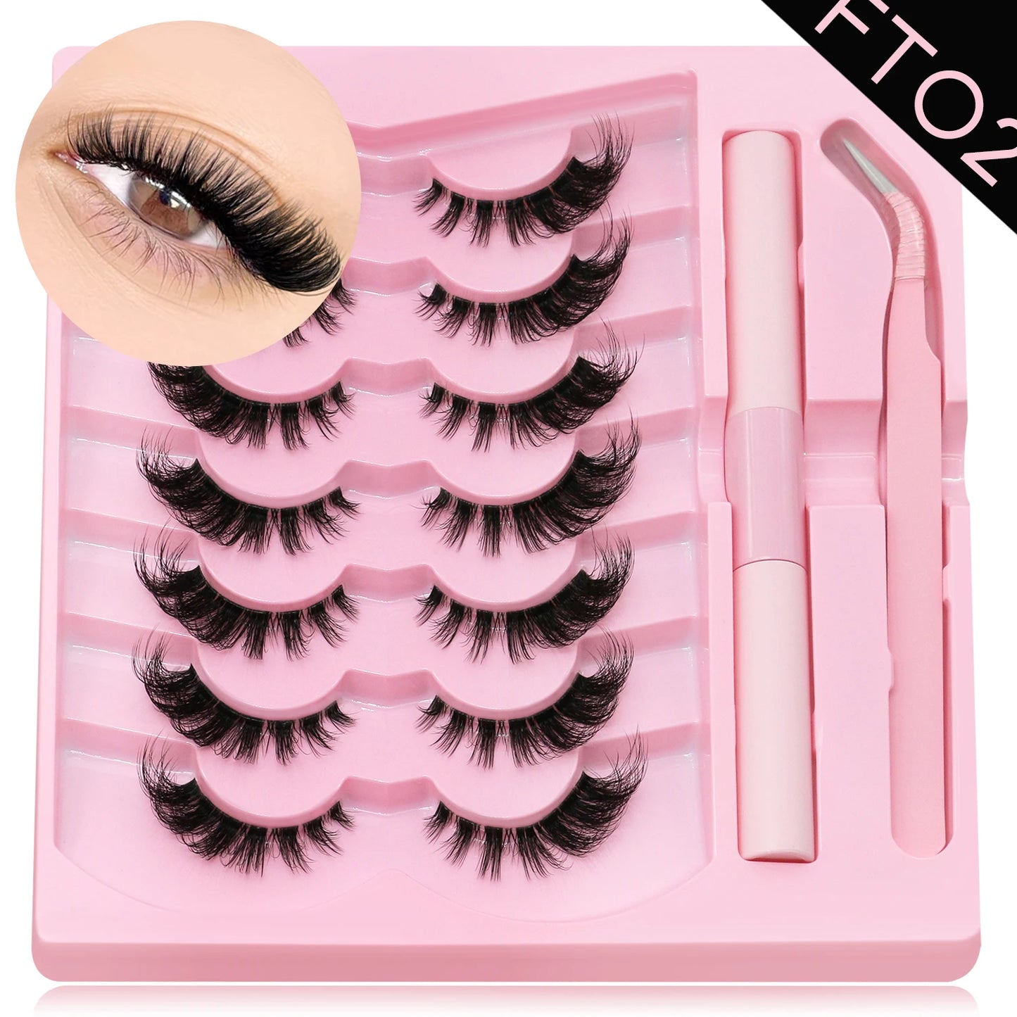 Cat Eye, Mink Lash Extension Kit with Bond, Seal, and Lash Applicator