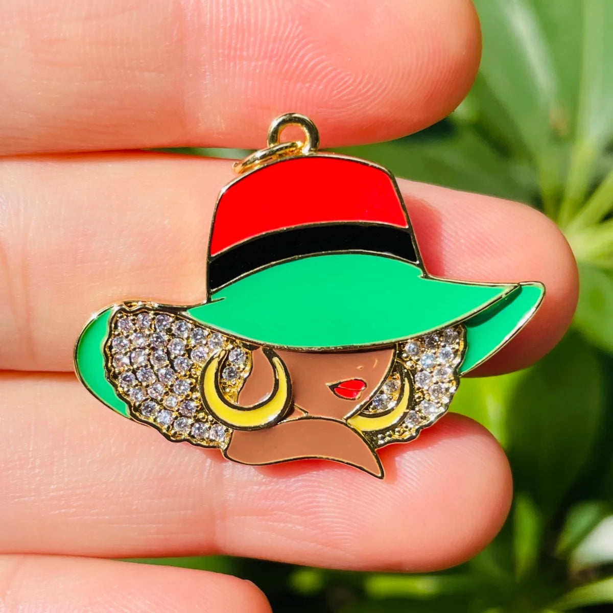 Afro Black Girl Charm Pendant