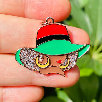 Afro Black Girl Charm Pendant