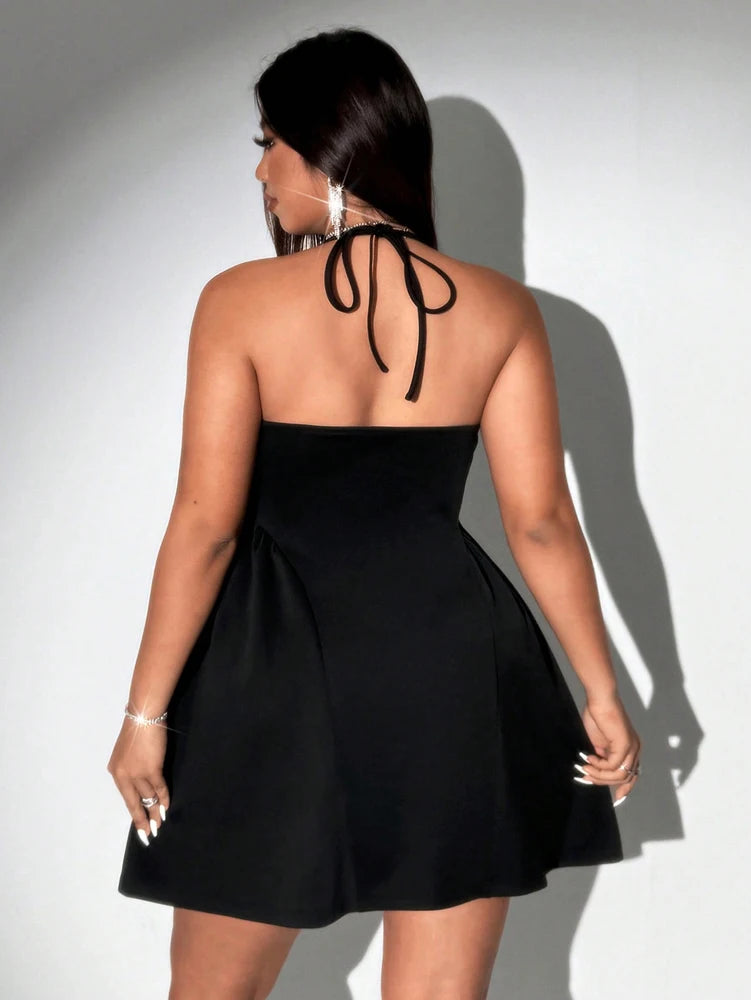 Women's Halter Black Mini Dress
