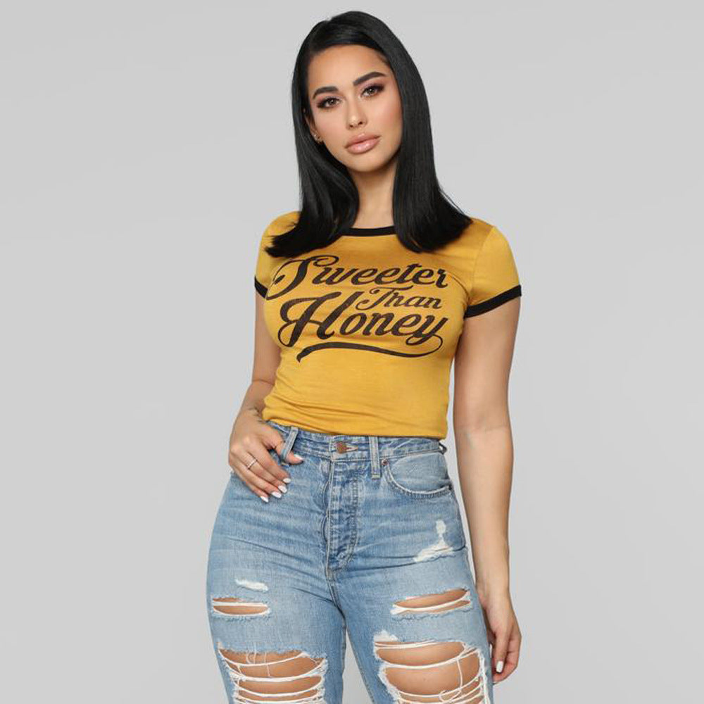 Slim Fit Short Sleeve Round Neck Crop Top LMH Beauty