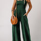 Smocked Square Neck Wide Leg Jumpsuit with Pockets LMH Beauty