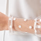 Women's fashionable elegant polka dot lace lantern sleeve round neck shirt LMH Beauty