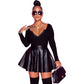 Sexy solid color PU leather swing women's half mini skirt