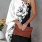 Women's Fashion Print Sexy Diagonal Neck Strapless Dress