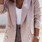 Women's fashion autumn and winter long-sleeved double-breasted suit collar jacket