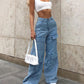 Women's Denim Multi Pocket Loose Casual Cargo Pants