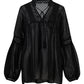 Women's Chiffon  Lace Loose Balloon Sleeve Top