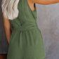 Women's Woven Fashion V-Neck Button-Up Sleeveless Jumpsuit