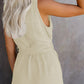 Women's Woven Fashion V-Neck Button-Up Sleeveless Jumpsuit