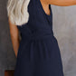 Women's Woven Fashion V-Neck Button-Up Sleeveless Jumpsuit