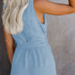 Women's Woven Fashion V-Neck Button-Up Sleeveless Jumpsuit