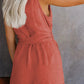 Women's Woven Fashion V-Neck Button-Up Sleeveless Jumpsuit