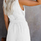 Women's Woven Fashion V-Neck Button-Up Sleeveless Jumpsuit
