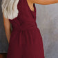 Women's Woven Fashion V-Neck Button-Up Sleeveless Jumpsuit