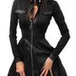 Women's Long sleeve V-neck Zipper Pocket Dress