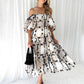 Women's Resort Style Puff Sleeve Printed French Cake Dress