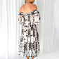 Women's Resort Style Puff Sleeve Printed French Cake Dress