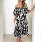 Women's Resort Style Puff Sleeve Printed French Cake Dress