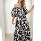 Women's Resort Style Puff Sleeve Printed French Cake Dress