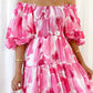 Women's Resort Style Puff Sleeve Printed French Cake Dress