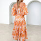 Women's Resort Style Puff Sleeve Printed French Cake Dress