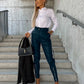 Women's Fashion Slim Fit PU Leather Waist Leg Pants Pockets